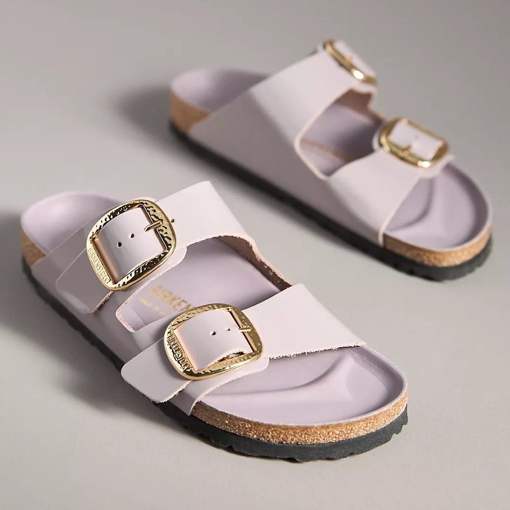 NWT Birkenstock Arizona Big Hammered Buckle High Shine Sandals Faded Purple - Picture 8 of 15
